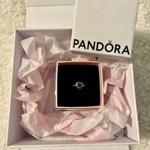 Pandora Silver Ring with Red Gemstone